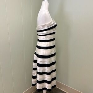 BCBG Black/White Satin LAYERED STRAPLESS Cocktail DRESS Size 12